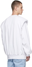 We11done White Shoulder Padded Logo Sweatshirt