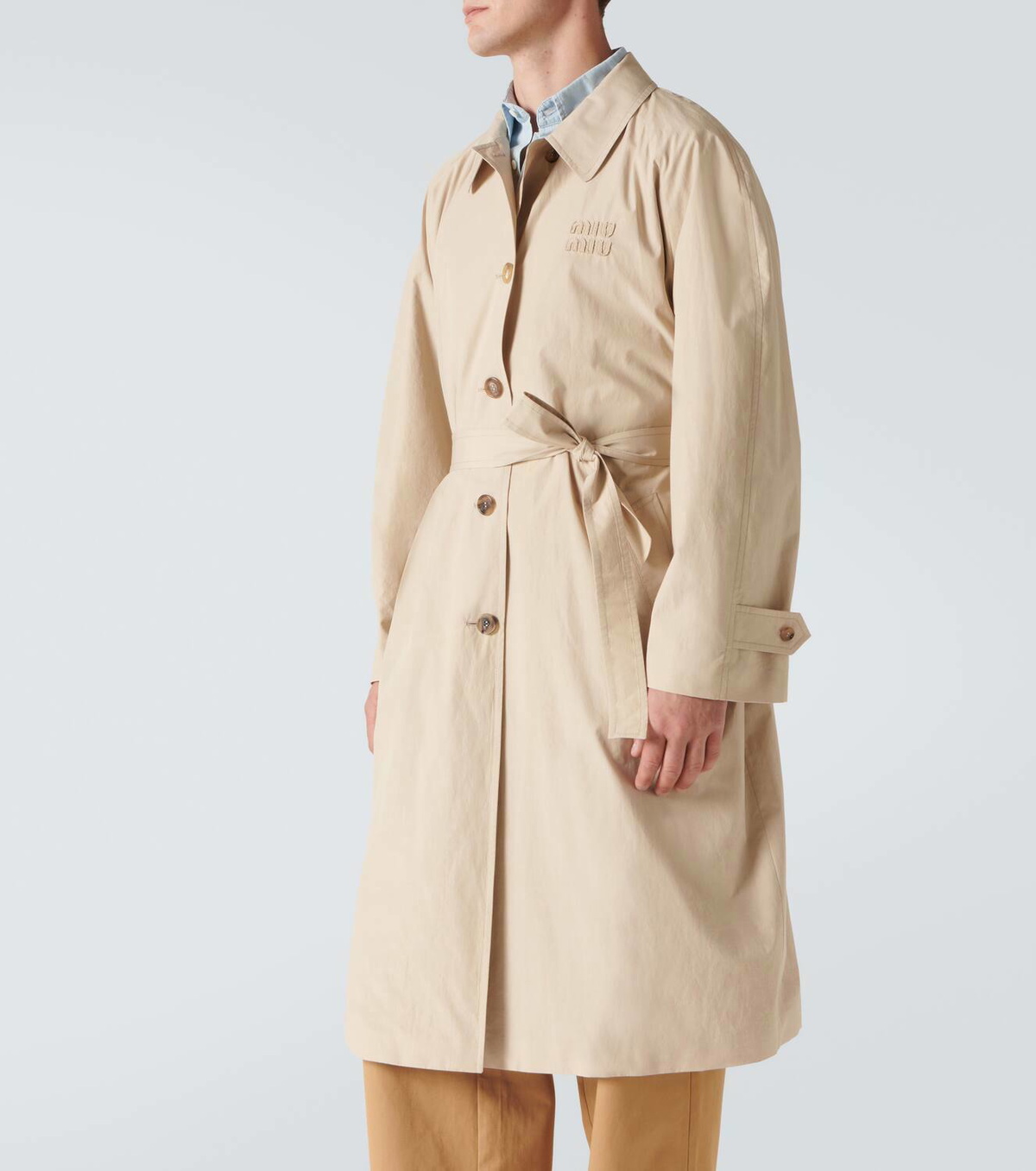 Miu Miu Logo cotton gabardine trench coat Miu Miu