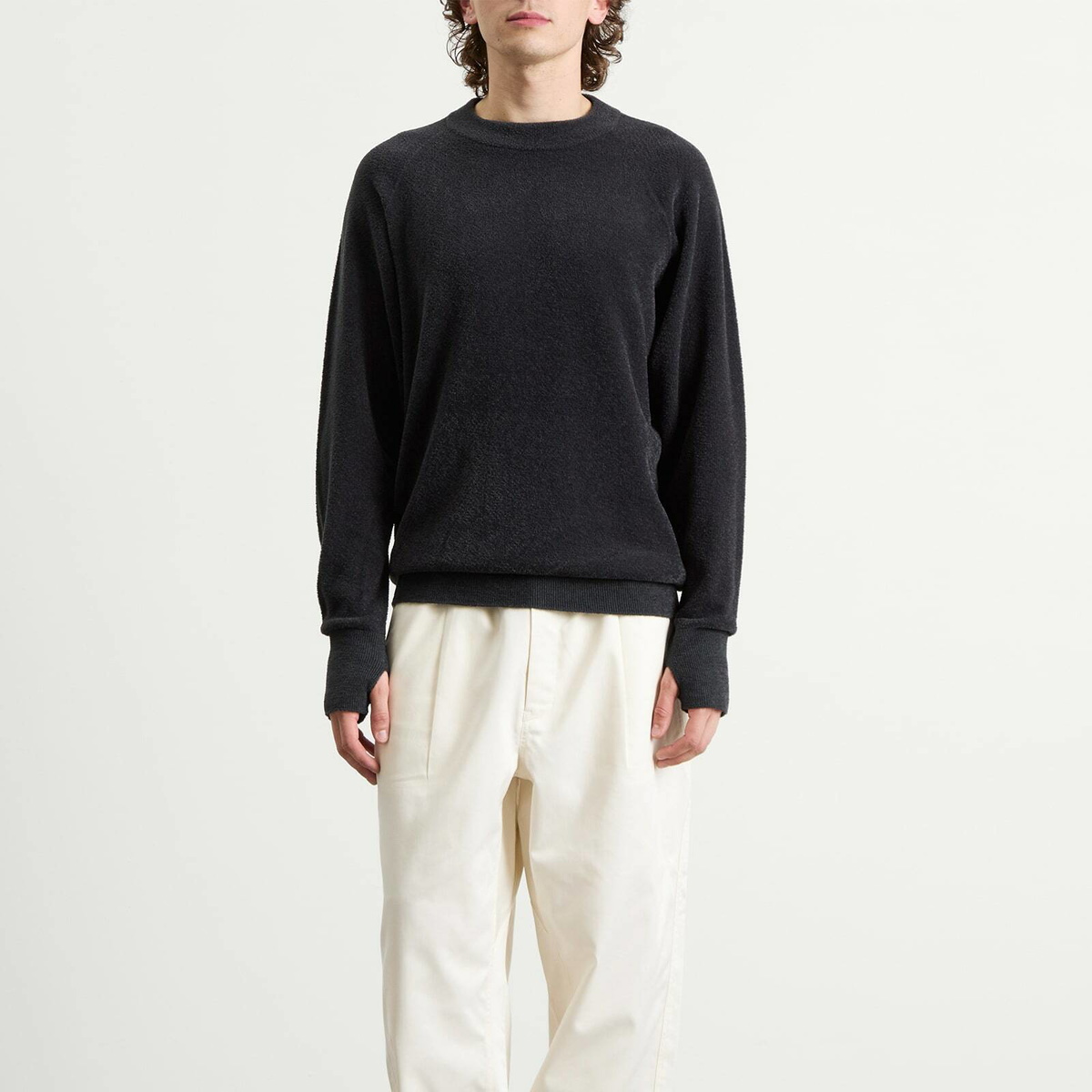 Goldwin Men's Mesh Pile Crew Sweatshirt in Wolf Gray