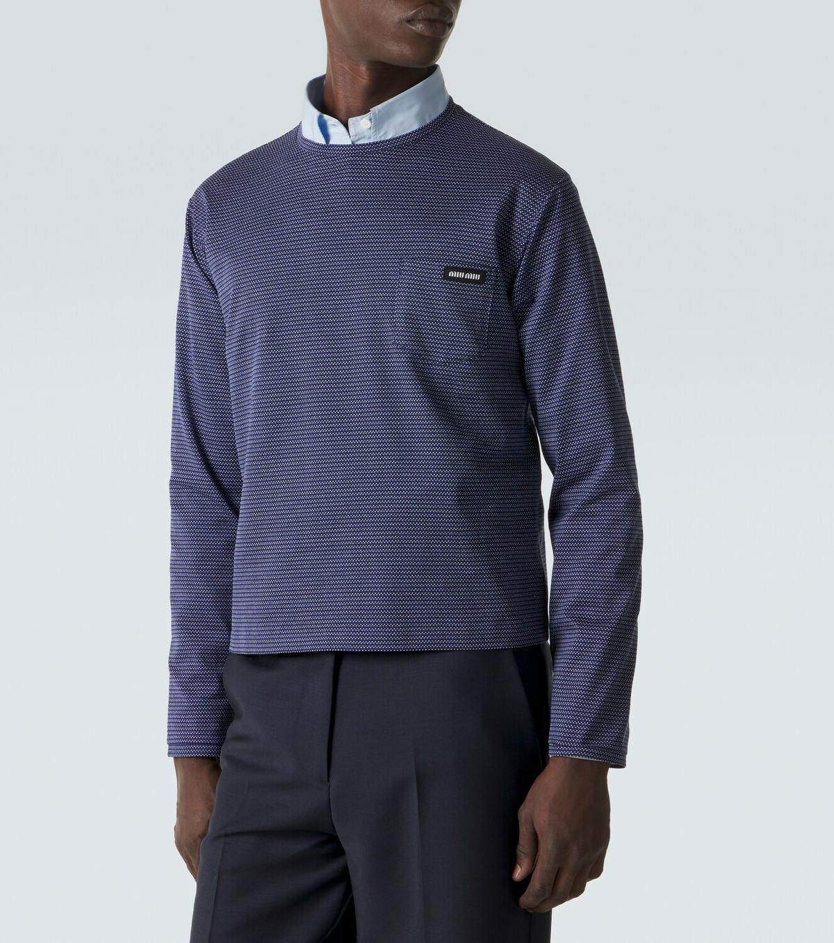 Miu Miu Striped cotton jersey jacquard T-shirt