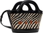 Marni Black & White Wavy Raffia-Effect Tropicalia Micro Tote