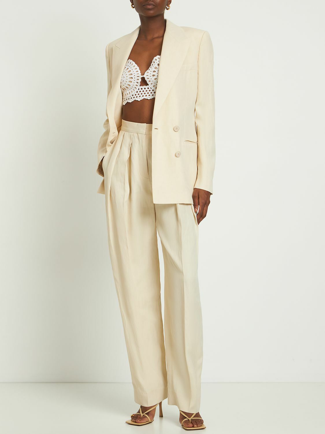 パンツ STELLA MCCARTNEY SOFT STRAIGHT-LEG PANTS IN LINEN STELLA MCCARTNEY Linen & Viscose Hi-waist Straight Pants