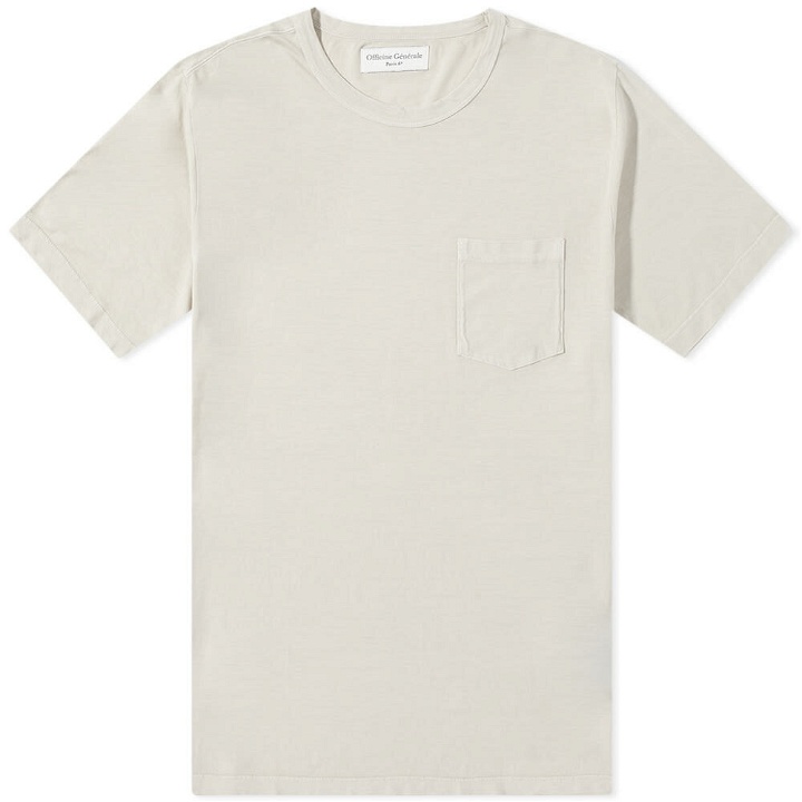 Photo: Officine Generale Men's Officine Générale Pigment Dyed Pocket T-Shirt in Stone