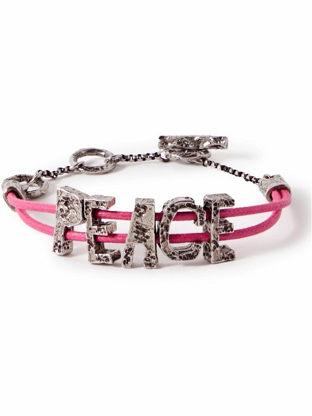 Photo: Acne Studios - Peace Silver-Tone and Cord Bracelet - Pink