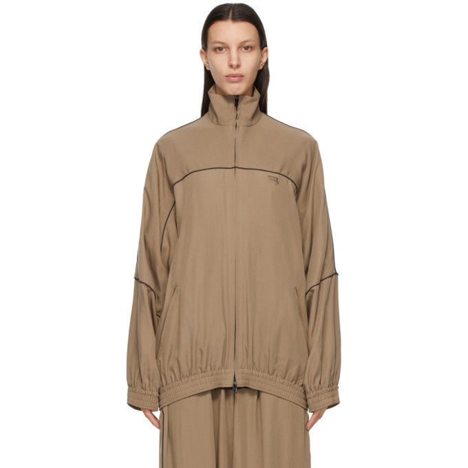 Photo: Balenciaga Brown Fluid Poplin Track Jacket