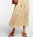 Chloe - Off-shoulder pleated silk midi dress