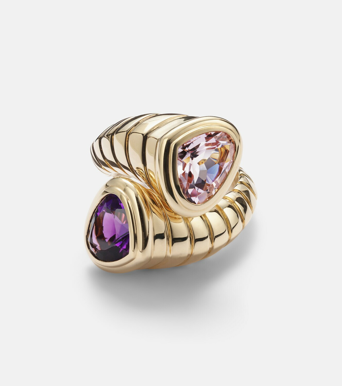 Marina B Toi Et Moi 18kt gold ring with amethyst and morganite