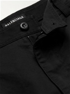 Balenciaga - Wide-Leg Logo-Appliquéd Cotton-Blend Gabardine Cargo Shorts - Black