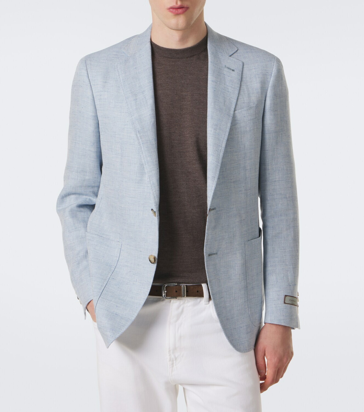 Canali Herringbone linen and wool blazer