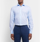 Ermenegildo Zegna - Light-Blue Slim-Fit 100Fili Cutaway-Collar Pinstriped Cotton-Poplin Shirt - Light blue
