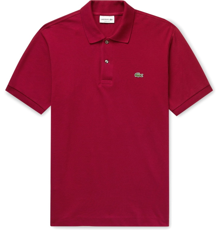 Photo: Lacoste - Cotton-Piqué Polo Shirt - Burgundy