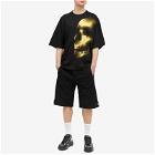 Alexander McQueen Men's Shadow Skull Print T-Shirt in Black/Yellow
