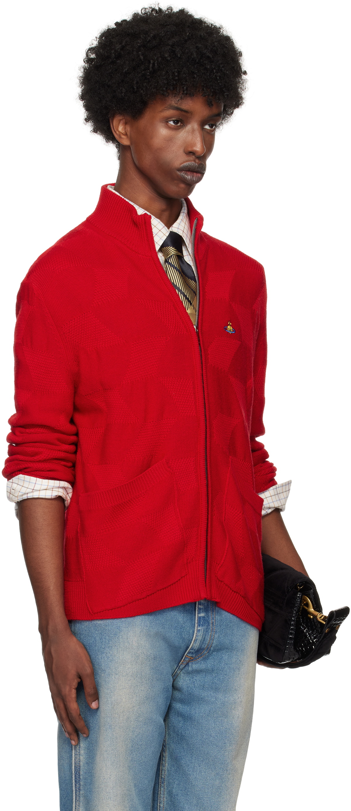 Vivienne Westwood Red Fisherman Zip-Up Sweater Vivienne Westwood