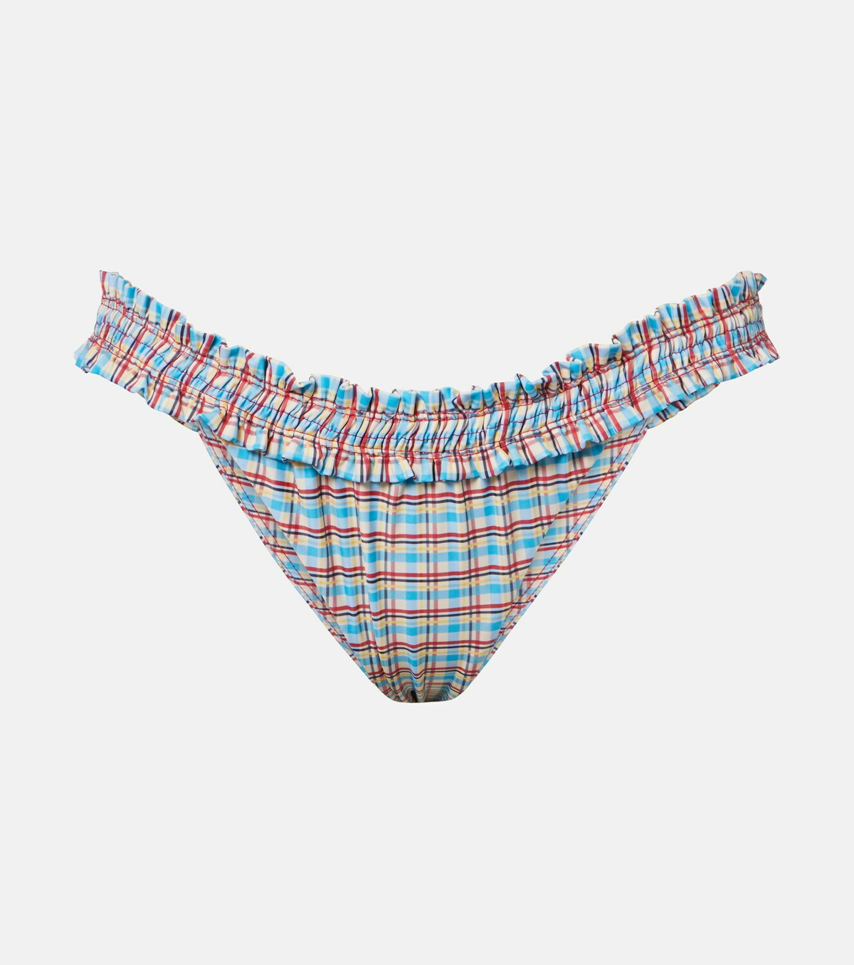 Faithfull Esterel checked ruffled bikini bottoms
