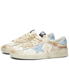 Golden Goose Men's Stardan Leather Sneakers in White/Blue Fog