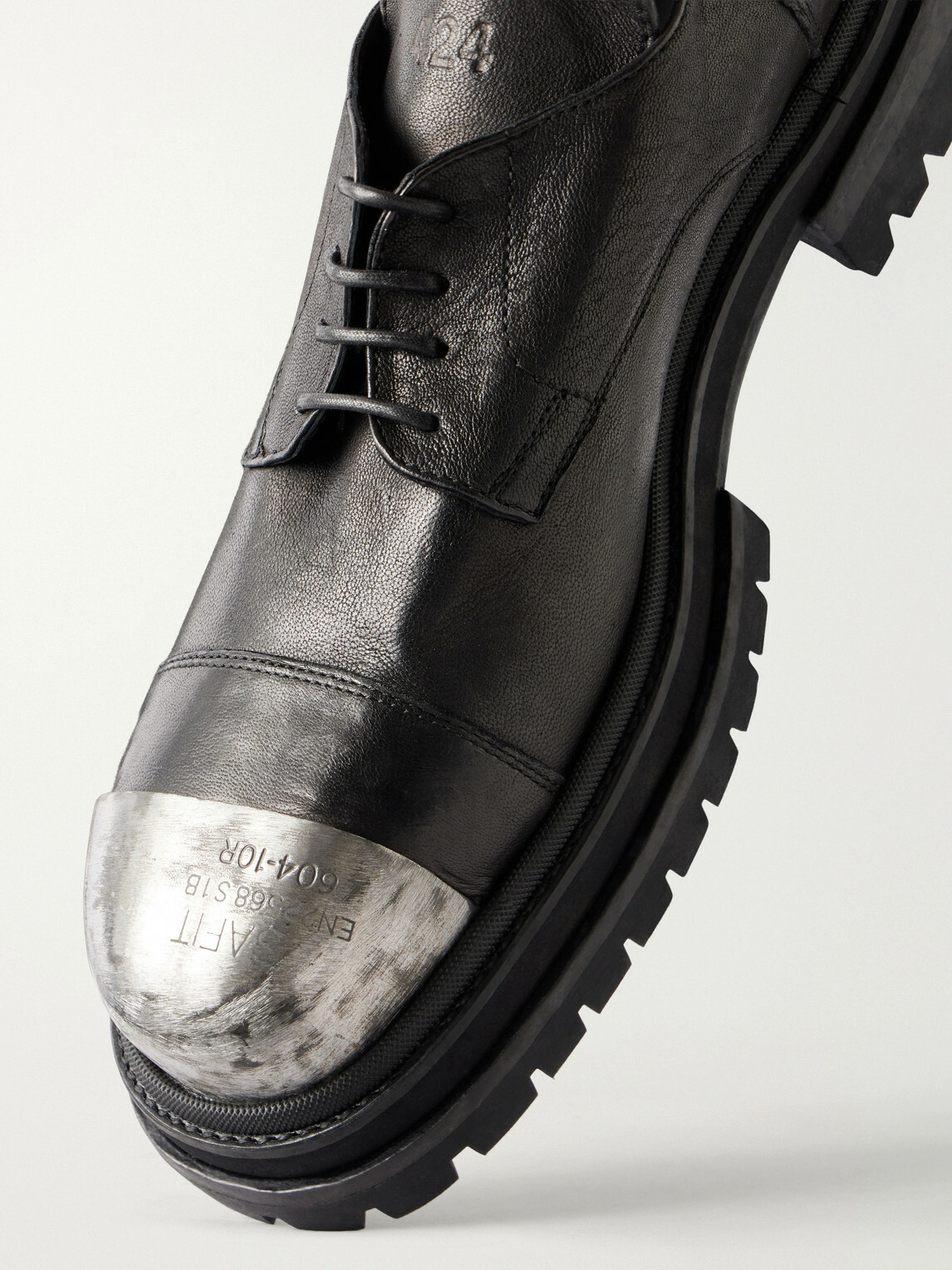 424 - Metal-Trimmed Leather Derby Shoes - Black