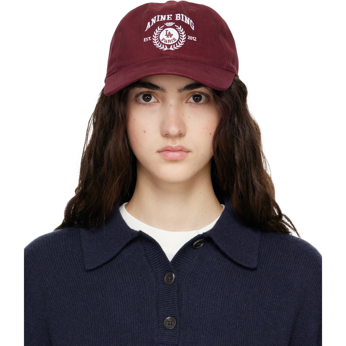 ANINE BING Burgundy Jeremy Collegiate Baseball Cap