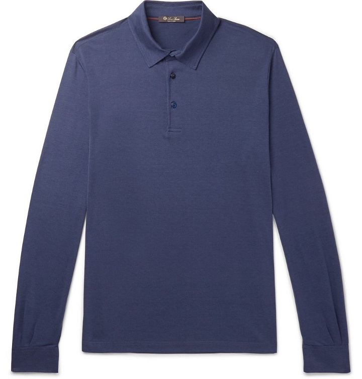 Photo: Loro Piana - Silk and Cotton-Blend Jersey Polo Shirt - Men - Blue