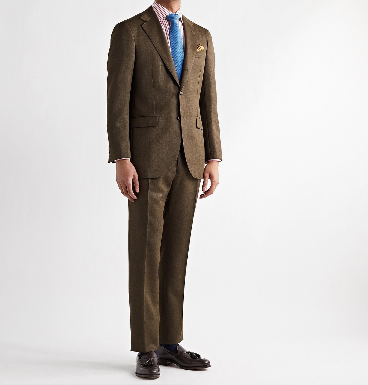 Beams F - Wool-Twill Suit Trousers - Brown