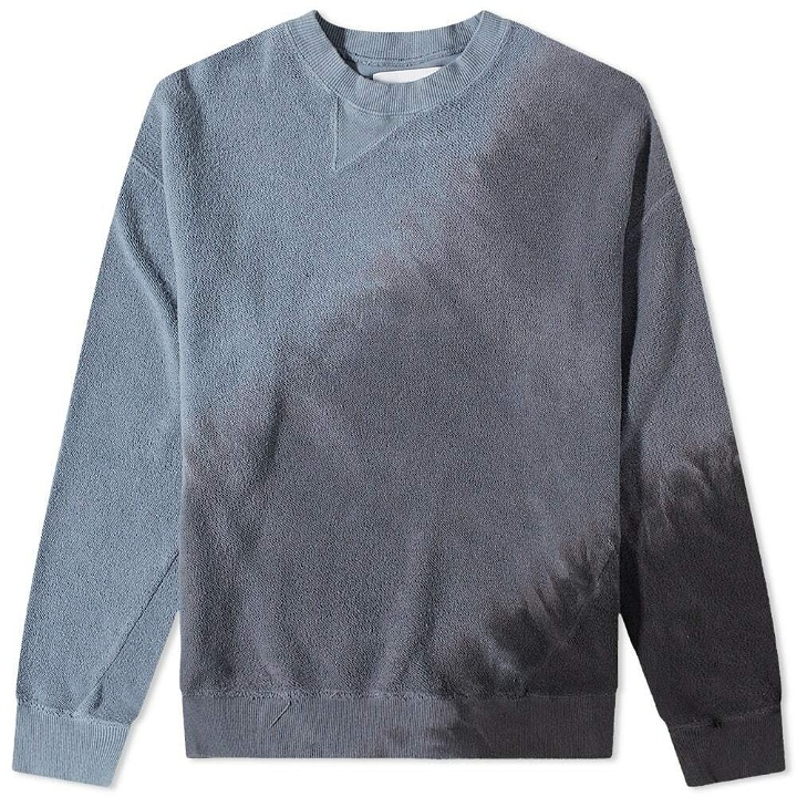 Photo: Noma t.d. Men's Hand Dyed Twist Crew Neck Sweat in Grey/Blue