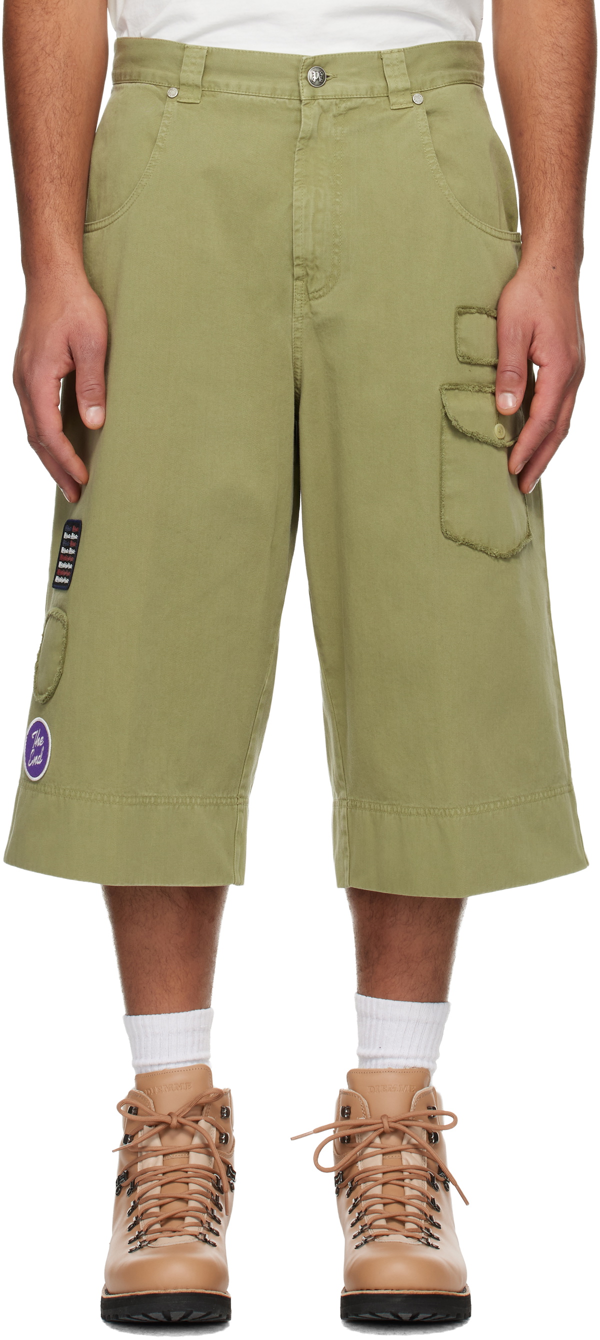 Palm Angels Khaki Military Patch Bermuda Shorts