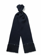 GUCCI - Fringed Logo-Jacquard Wool-Blend Scarf