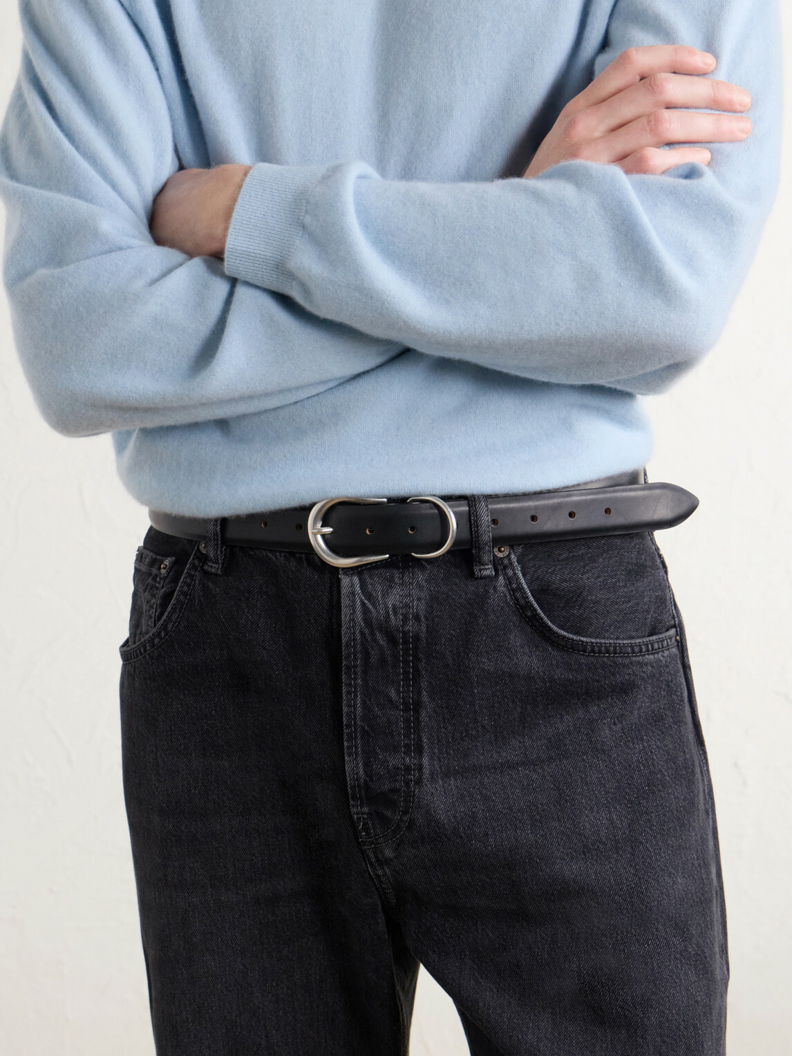 Déhanche - 3cm Hollyhock Full-Grain Leather Belt - Black