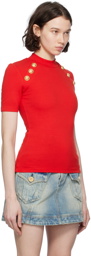 Balmain Red Button T-Shirt