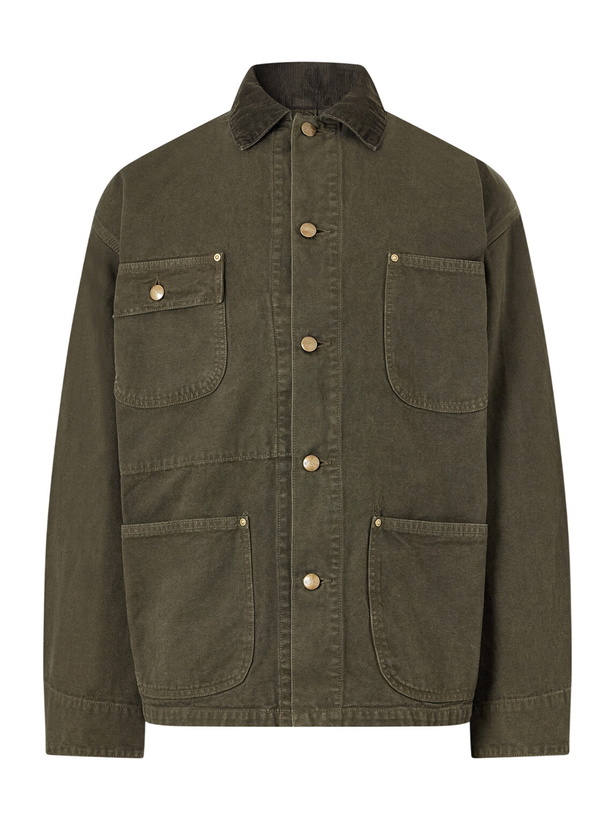 Photo: OrSlow - Corduroy-Trimmed Cotton-Drill Jacket - Green