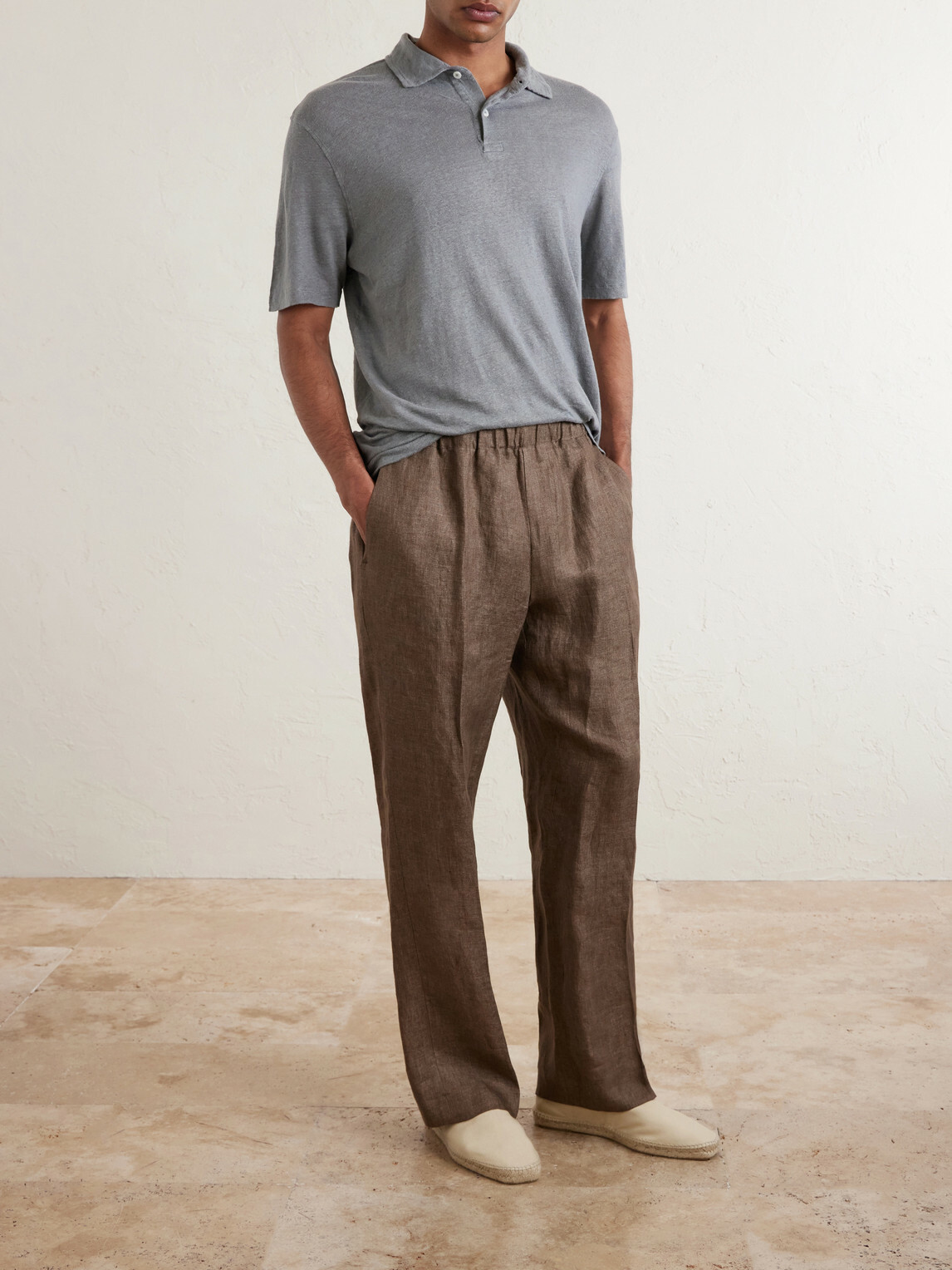 Hartford - Knitted Linen Polo Shirt - Gray