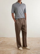 Hartford - Knitted Linen Polo Shirt - Gray