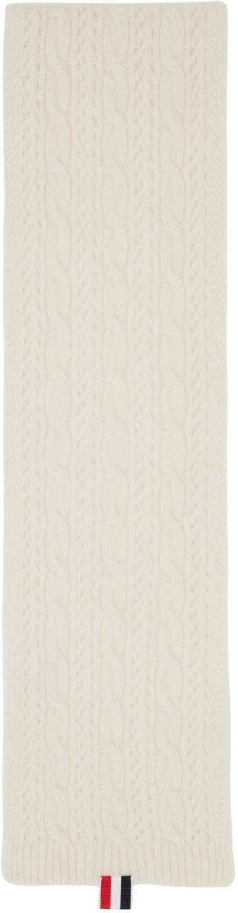 Thom Browne White 4-Bar Scarf