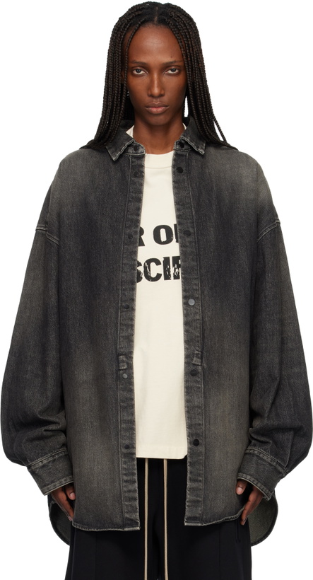 Photo: Fear of God Black Snap Front Denim Overshirt