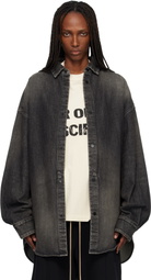 Fear of God Black Snap Front Denim Overshirt