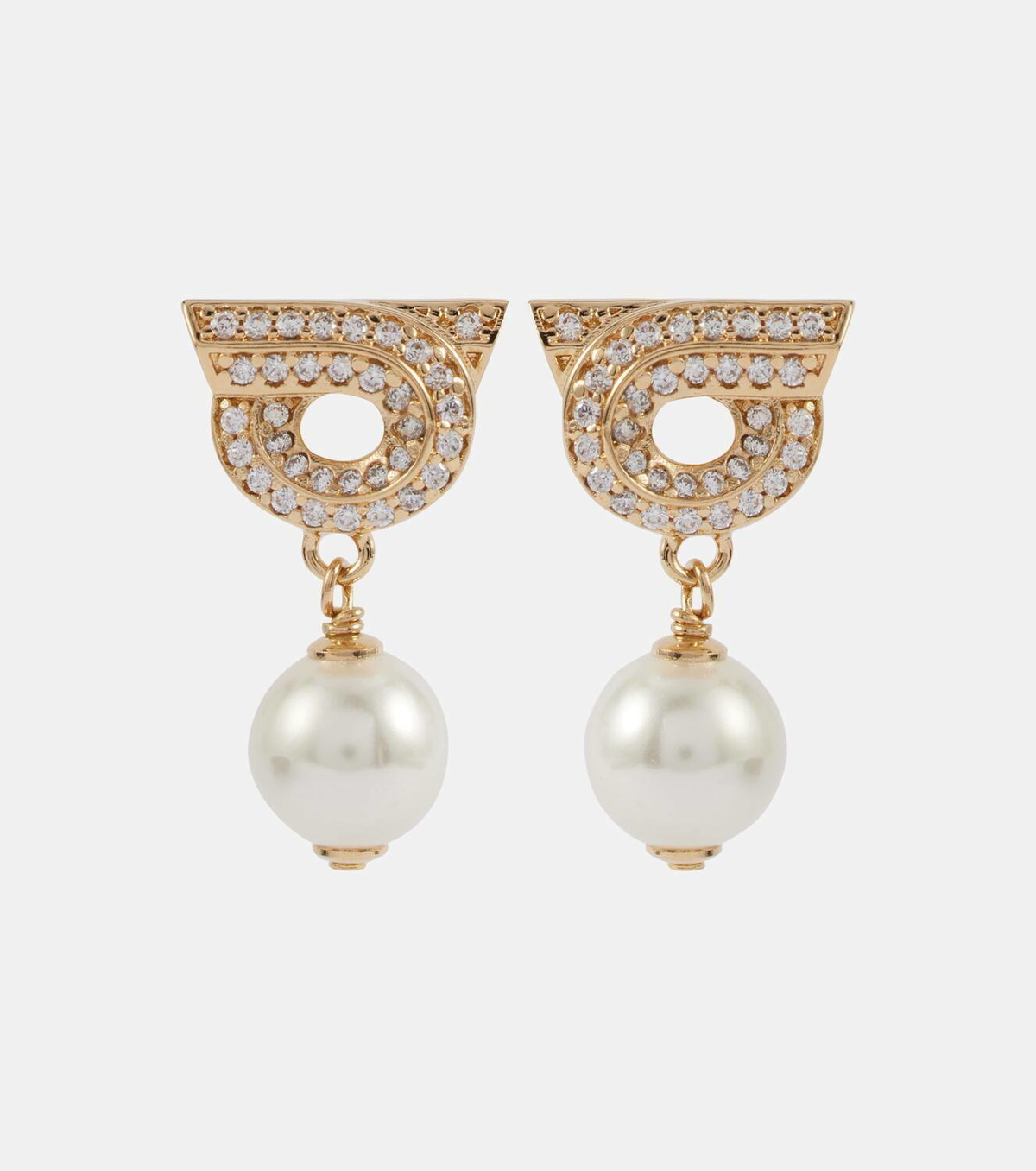 Ferragamo正規品/関税送料込み Gancini Crystal Pearl ピアス フェラガモ ピアス アクセサリー レディース ガンチーニ