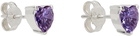 Hatton Labs Silver & Purple Heart Stud Earrings