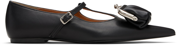 Photo: Pushbutton Black Coin Purse Mary Jane Ballerina Flats