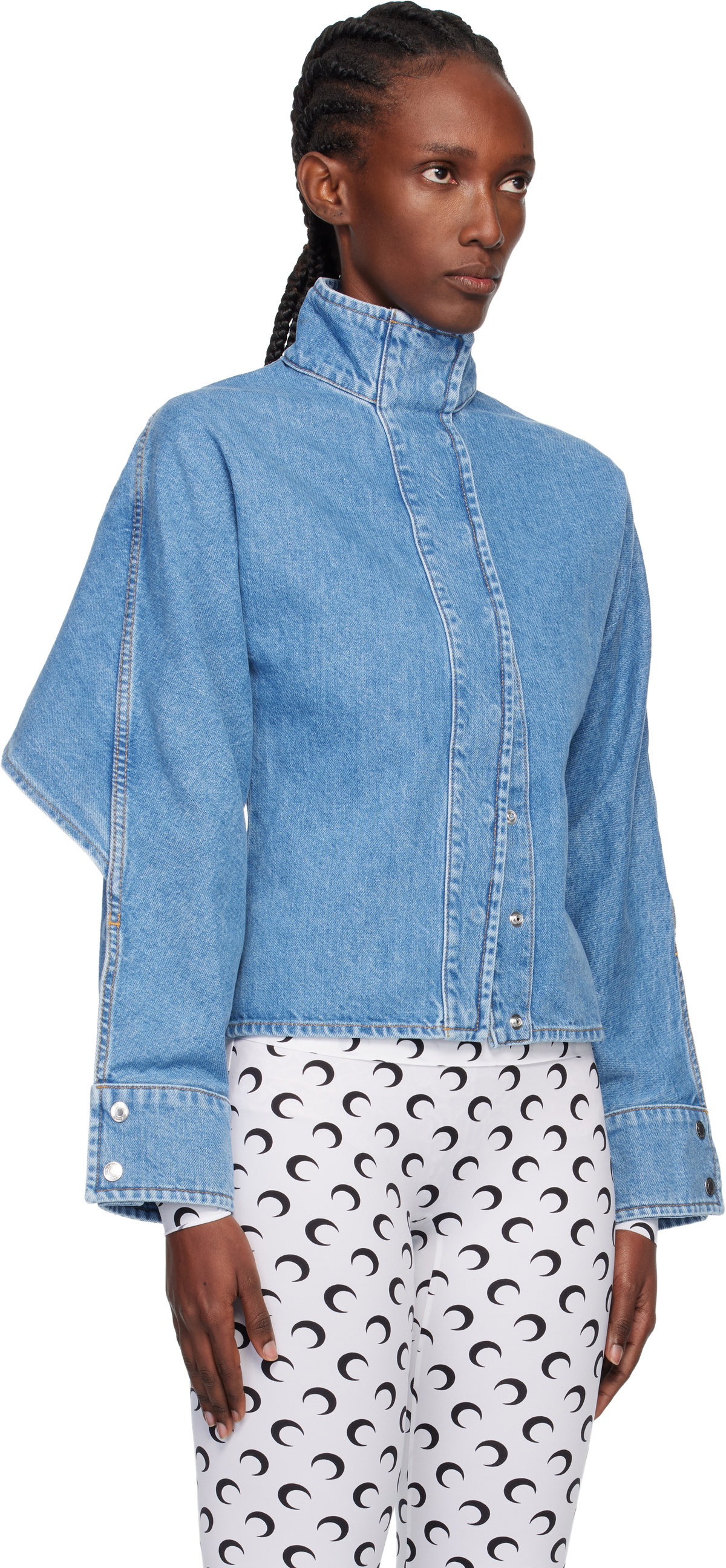 Marine Serre Blue Moon Laser Wash LS Denim Jacket