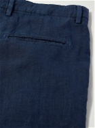 Boglioli - Straight-Leg Pleated Linen Shorts - Blue