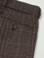 Officine Générale - Hugo Straight-Leg Belted Wool Suit Trousers - Brown