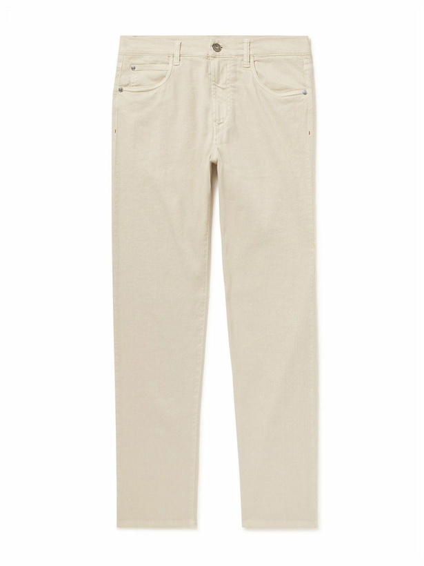 Photo: Loro Piana - Slim-Fit Straight-Leg Cotton and Linen-Blend Trousers - Neutrals