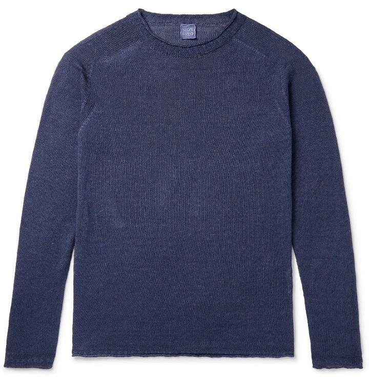 Photo: 120% - Linen, Cotton and Lyocell-Blend Sweater - Blue