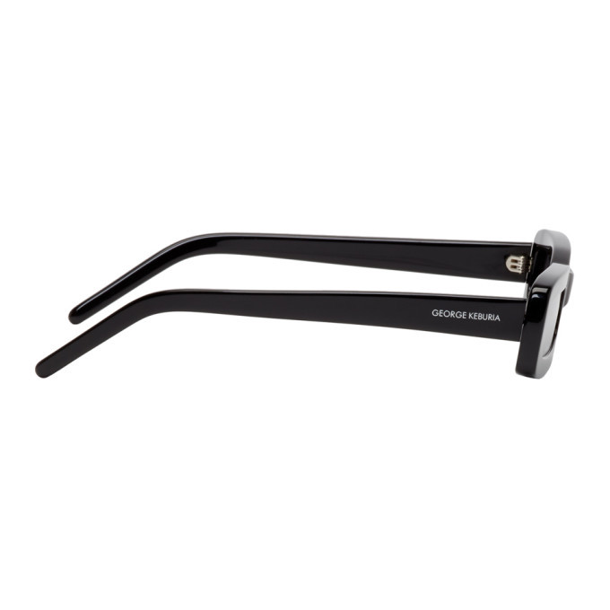 George Keburia Black Long Rectangular Sunglasses