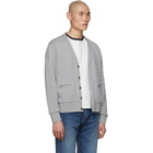 Thom Browne Grey Pique 4-Bar Cardigan