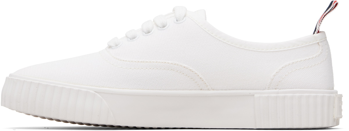 Thom Browne White Canvas Heritage Sneakers