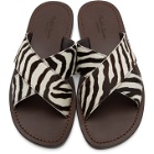 Ralph Lauren Purple Label Off-White and Brown Zebra Flex Sandals