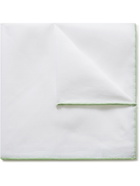 ANDERSON & SHEPPARD - Contrast-Tipped Cotton and Linen-Blend Pocket Square - White