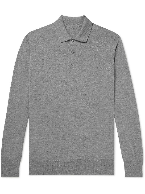 Photo: Anderson & Sheppard - Virgin Wool Polo Shirt - Gray