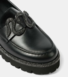 Rene Caovilla Morgana embellished leather loafers
