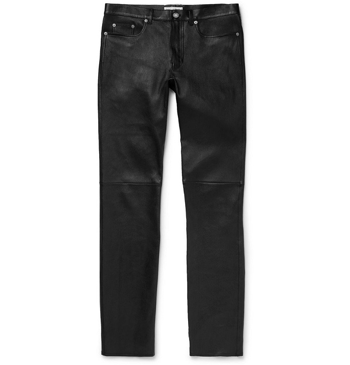 Photo: SAINT LAURENT - Slim-Fit Leather Trousers - Black